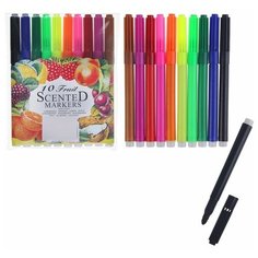 Calligrata Фломастеры, 10 цветов, «Фрукты», вентилируемый колпачок