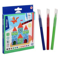 Berlingo Фломастеры смываемые 12 цветов "Замки", европодвес