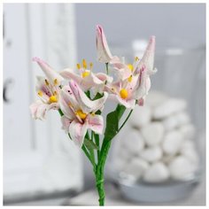 ScrapBerrys Декор для творчества, лилии розово-белые, 8 см, набор 5 шт.