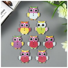 Арт Узор Декор для творчества дерево "Совушки" (набор 8 шт) микс 3,2х3,3 см