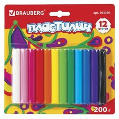 Brauberg Пластилин 12 цветов 200 г, BRAUBERG высшее качество, в блистере