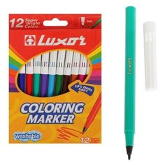 Luxor Фломастеры 12цв Luxor "Coloring" смываемые, картон, европодвес