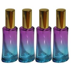 Атомайзер цилиндр для духов Aromaprovokator сине-фиолетовое стекло спрей золото 50 мл набор 4 шт