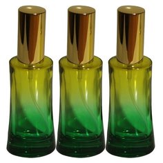 Атомайзер цилиндр для духов Aromaprovokator желто-зеленое стекло спрей золото 50 мл набор 3 шт