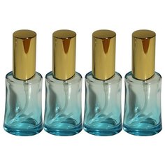 Атомайзер цилиндр для духов Aromaprovokator лазурно-серое стекло спрей золото 50 мл набор 4 шт