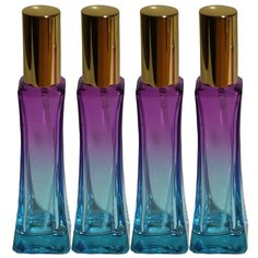 Атомайзер для духов Aromaprovokator сине-фиолетовое стекло спрей золото 50 мл набор 4 шт