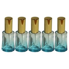 Атомайзер цилиндр для духов Aromaprovokator лазурно-серое стекло спрей золото 50 мл набор 5 шт