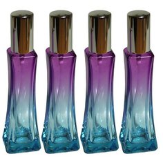 Атомайзер для духов Aromaprovokator сине-фиолетовое стекло спрей серебро 50 мл набор 4 шт