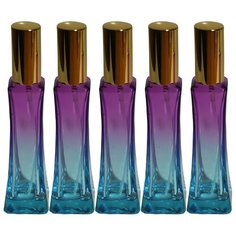 Атомайзер для духов Aromaprovokator сине-фиолетовое стекло спрей золото 50 мл набор 5 шт