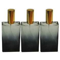 Атомайзер для духов Aromaprovokator черно-прозрачное стекло спрей золото 100 мл набор 3 шт