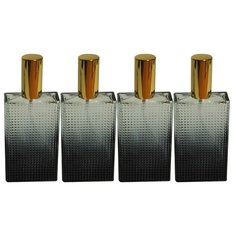 Атомайзер для духов Aromaprovokator черно-прозрачное стекло спрей золото 100 мл набор 4 шт