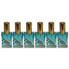 Атомайзер для духов Aromaprovokator серо-лазурное стекло спрей золото 50 мл набор 6 шт