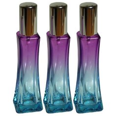 Атомайзер для духов Aromaprovokator сине-фиолетовое стекло спрей серебро 50 мл набор 3 шт