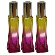 Атомайзер для духов Aromaprovokator желто-фиолетовое стекло спрей серебро 50 мл набор 3 шт