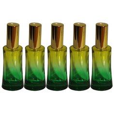 Атомайзер цилиндр для духов Aromaprovokator желто-зеленое стекло спрей золото 50 мл набор 5 шт