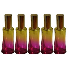 Атомайзер цилиндр для духов Aromaprovokator желто--фиолетовое стекло спрей золото 50 мл набор 5 шт