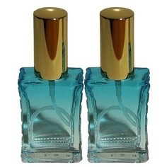 Атомайзер для духов Aromaprovokator серо-лазурное стекло спрей золото 50 мл набор 2 шт
