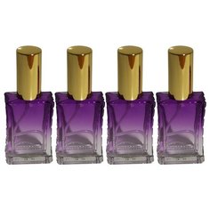 Атомайзер для духов Aromaprovokator серо-фиолетовое стекло спрей золото 50 мл набор 4 шт
