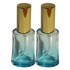 Атомайзер цилиндр для духов Aromaprovokator лазурно-серое стекло спрей золото 50 мл набор 2 шт