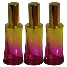 Атомайзер цилиндр для духов Aromaprovokator желто--фиолетовое стекло спрей золото 50 мл набор 3 шт