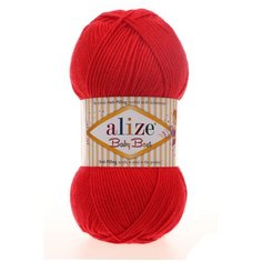 Пряжа Alize Baby Best 100г 240м (10% бамбук, 90% акрил) с эффектом АНТИПИЛЛИНГ (56 красный) 5 шт