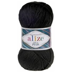 Пряжа Alize Diva Plus 100г 220м (100% микрофибра акрил) (60 черный) 5 мотков