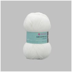 Пряжа Пехорка Бисерная 100гр., 450м. (100% высокообъёмный акрил) (01-Белый) 5 шт