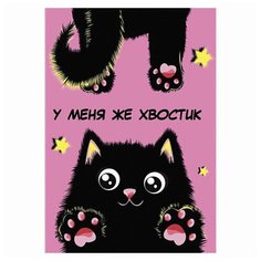 Блокнот с гелевой обложкой малый формат (110х145 мм) А6, 56 л., скоба, CENTRUM, "Хвостик черный", 84278 - 2 шт.