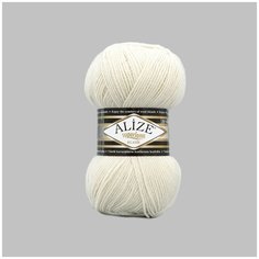 Пряжа ALIZE Superlana klasik (однотонная) 100гр. 280м. (75% акрил, 25%шерсть) ТУ (599 слоновая кость) 5 шт