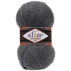 Пряжа ALIZE Lanagold fine 100 гр. 390м (49%шерсть, 51% акрил) (182 средне-серый меланж) 5 шт