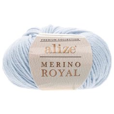 Пряжа Alize Merino Royal 50г 100м (100% шерсть) (480 светло-синий) 10 мотков
