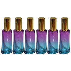 Атомайзер цилиндр для духов Aromaprovokator сине-фиолетовое стекло спрей золото 50 мл набор 6 шт