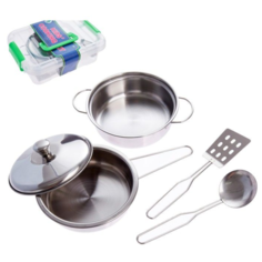 Набор посуды Сима-ленд Супер Шеф 4382984 серебристый/голубой