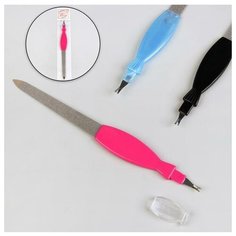 Пилка- триммер металлическая для ногтей, фигурная ручка, 17 см, цвет микс Queen Fair