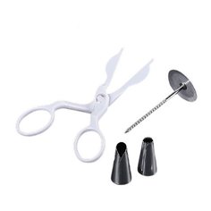 Доляна Набор кондитерский: 2 насадки, щипцы, гвоздь 1815775, белый/стальной