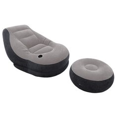 INTEX Кресло надувное с пуфиком, флок, 102 х 137 х 79 см / 64 х 28 см, от 6 лет, 68564NP INTEX