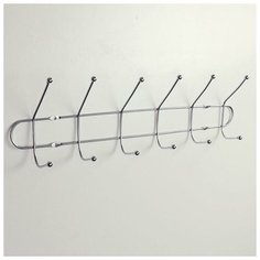 Вешалка настенная Доляна «Блеск», 6 двойных крючков, 48×13×4,5 см, цвет серебро