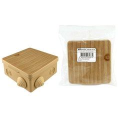 Распаячная коробка ОП 80х80х50мм, крышка, сосна, IP54, 7вх. инд. штрихкод TDM SQ1401-0712