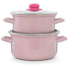 Набор посуды розово- сиреневый 2,0+3,0 л 4 пр ЭСТЕТ