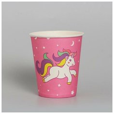 Страна Карнавалия Стакан бумажный «Единорог и звёзды», набор 6 шт 220 мл, цвет розовый
