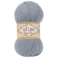 Пряжа для вязания Alize Baby Best 100г 240м (10% бамбук, 90% акрил) с эффектом АНТИПИЛЛИНГ (119 серое небо), 5 мотков