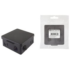 Распаячная коробка ОП 80х80х50мм, крышка, IP54, 7вх., черная, инд. штрихкод TDM SQ1401-0912