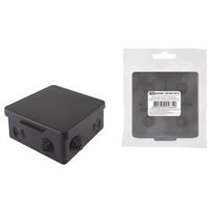 Распаячная коробка ОП 100х100х55мм, крышка, IP54, 8вх черная, инд. штрихкод TDM SQ1401-0913