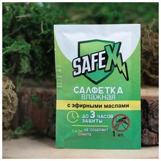 SAFEX Влажная салфетка от комаров на основе натуральных эфирных масел, SAFEX 1 шт