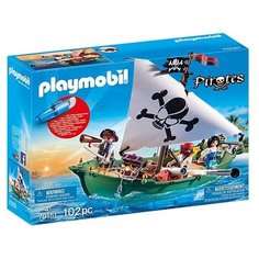 Набор с элементами конструктора Playmobil Pirates 70151 Пиратский корабль с мотором