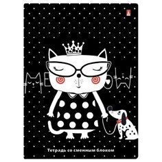 Тетрадь на кольцах Bruno Visconti А5, 160 л, клетка, сменный блок, Ginza cats (7-160-081/109)