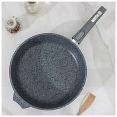 Сковорода Мечта Premium (grey), d 30 см, антипригарное покрытие, стеклянная крышка, съемная ручка