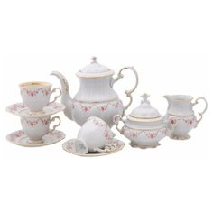 Кофейный сервиз на 6 персон 15 предметов (150 мл) Leander "Соната /Розовый цветок" / 085489