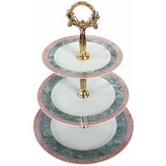 Этажерка "Яна" 3-х ярусная; декор "Серый мрамор с розовым кантом" Thun1794