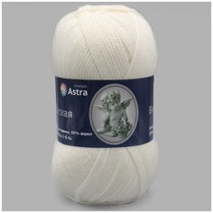Пряжа для вязания Astra Premium Детская 90гр. 270м (35% шерсть меринос, 65% акрил) (205 белый), 3 мотка